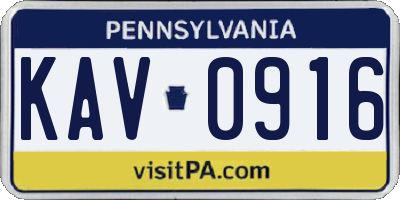 PA license plate KAV0916