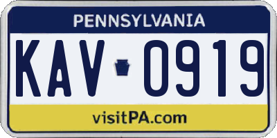 PA license plate KAV0919