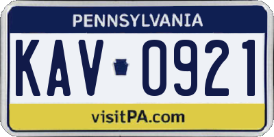 PA license plate KAV0921