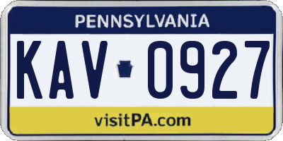 PA license plate KAV0927