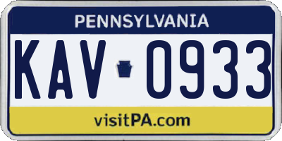 PA license plate KAV0933