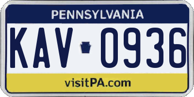 PA license plate KAV0936
