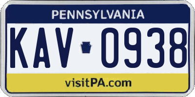 PA license plate KAV0938