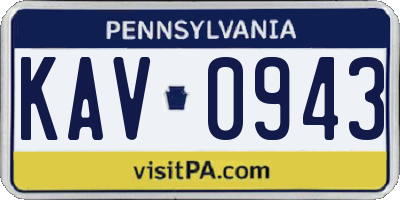 PA license plate KAV0943