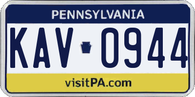 PA license plate KAV0944