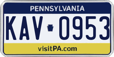 PA license plate KAV0953