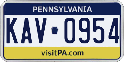 PA license plate KAV0954