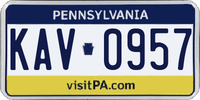 PA license plate KAV0957