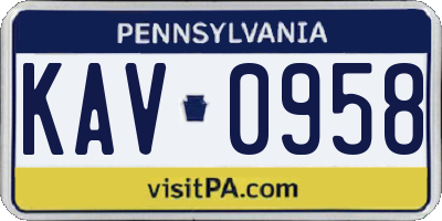 PA license plate KAV0958