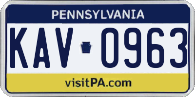 PA license plate KAV0963