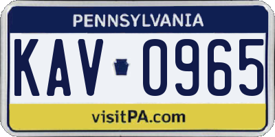 PA license plate KAV0965