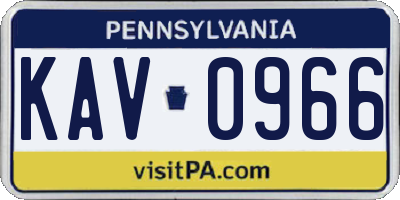 PA license plate KAV0966
