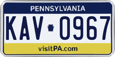 PA license plate KAV0967