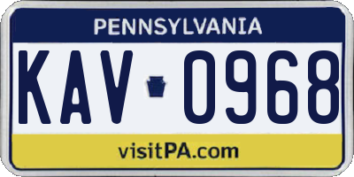 PA license plate KAV0968