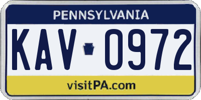 PA license plate KAV0972