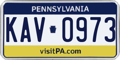 PA license plate KAV0973