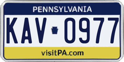 PA license plate KAV0977