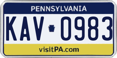 PA license plate KAV0983
