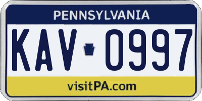 PA license plate KAV0997