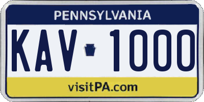 PA license plate KAV1000