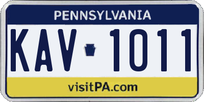PA license plate KAV1011