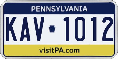 PA license plate KAV1012