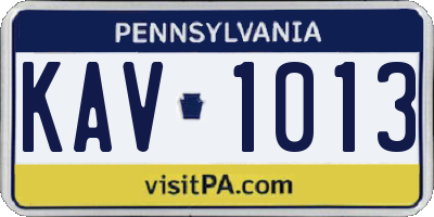 PA license plate KAV1013