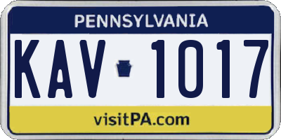 PA license plate KAV1017