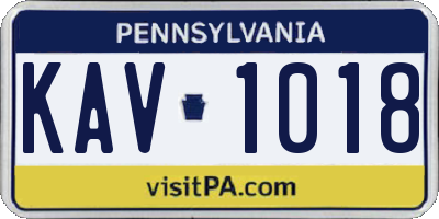 PA license plate KAV1018