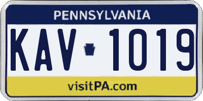 PA license plate KAV1019