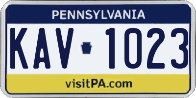 PA license plate KAV1023