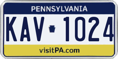 PA license plate KAV1024