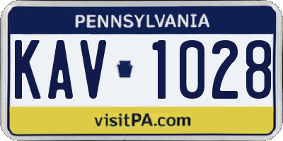 PA license plate KAV1028