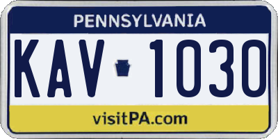 PA license plate KAV1030