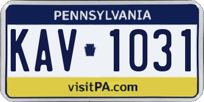 PA license plate KAV1031