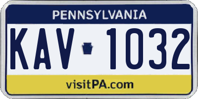 PA license plate KAV1032