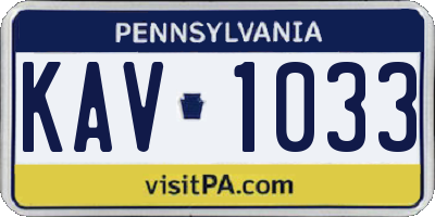 PA license plate KAV1033