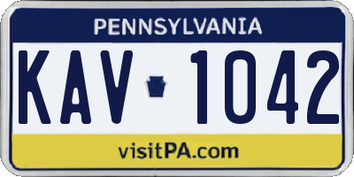 PA license plate KAV1042