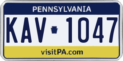 PA license plate KAV1047