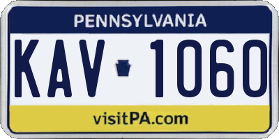 PA license plate KAV1060