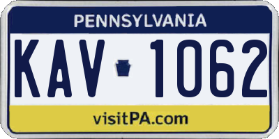 PA license plate KAV1062