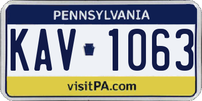 PA license plate KAV1063