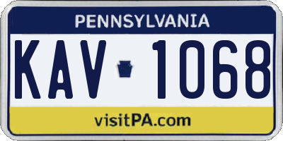 PA license plate KAV1068