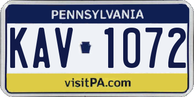PA license plate KAV1072
