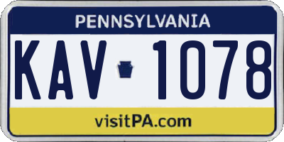PA license plate KAV1078