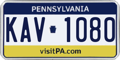 PA license plate KAV1080