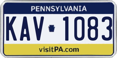 PA license plate KAV1083