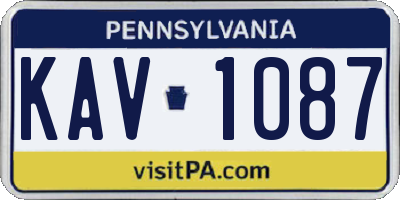 PA license plate KAV1087