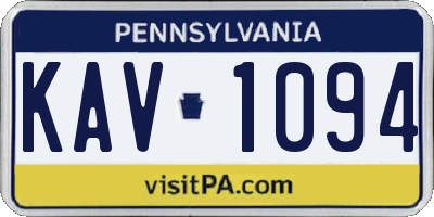 PA license plate KAV1094