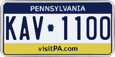 PA license plate KAV1100